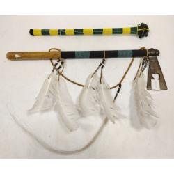 NATIVE AMERCIAN BEADED HATCHET & CLUB, CONTEMPORARY
