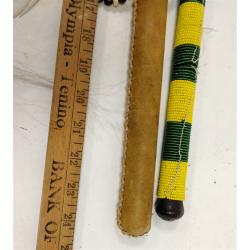NATIVE AMERCIAN BEADED HATCHET & CLUB, CONTEMPORARY