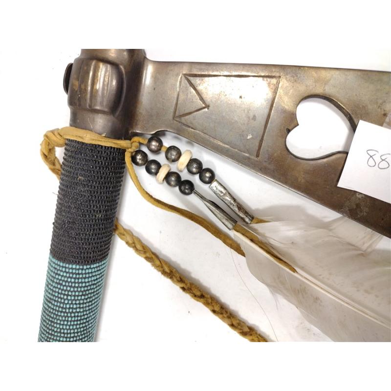 NATIVE AMERCIAN BEADED HATCHET & CLUB, CONTEMPORARY
