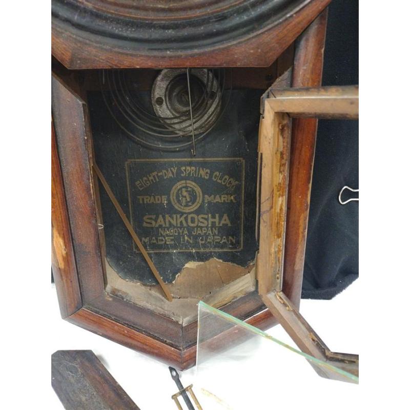 ANTIQUE JAPANESE WALL CLOCK PROJECT - HAS KEYS, NO PENDULUM
