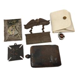 ANTIQUE LOCKET, BADGES, PINS