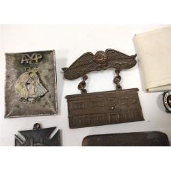 ANTIQUE LOCKET, BADGES, PINS