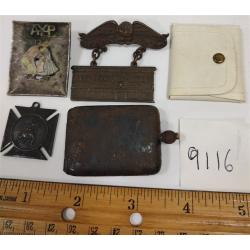 ANTIQUE LOCKET, BADGES, PINS