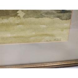 CHARLES TIBBITS WATERCOLOR OF A CHURCH