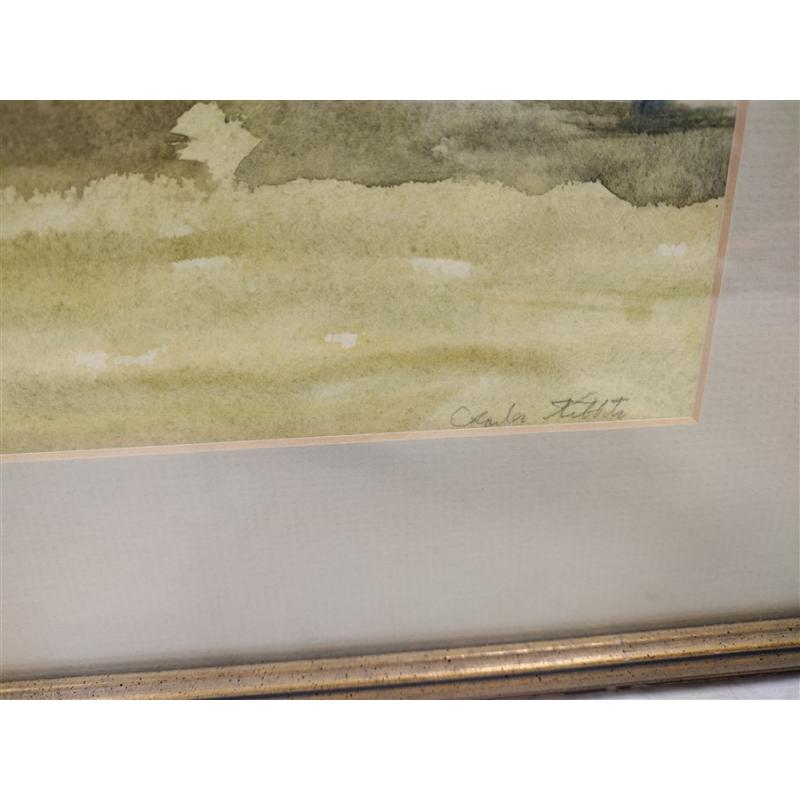 CHARLES TIBBITS WATERCOLOR OF A CHURCH