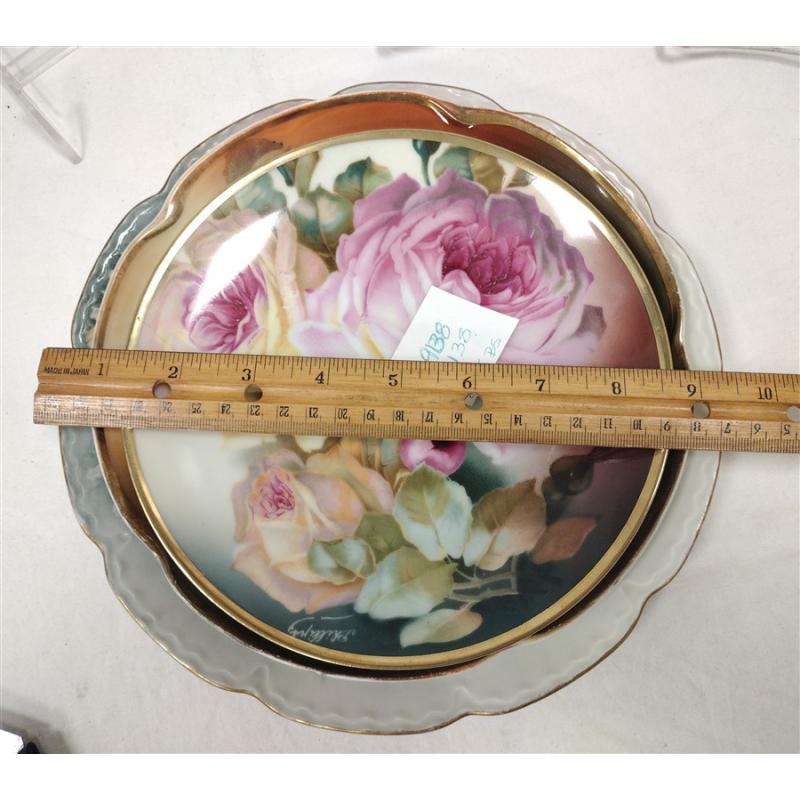 THREE HAND PAINTED PORCELAIN PLATES