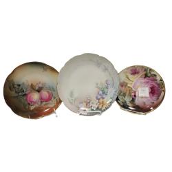 THREE HAND PAINTED PORCELAIN PLATES