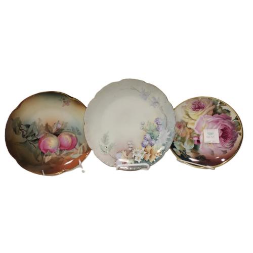 THREE HAND PAINTED PORCELAIN PLATES