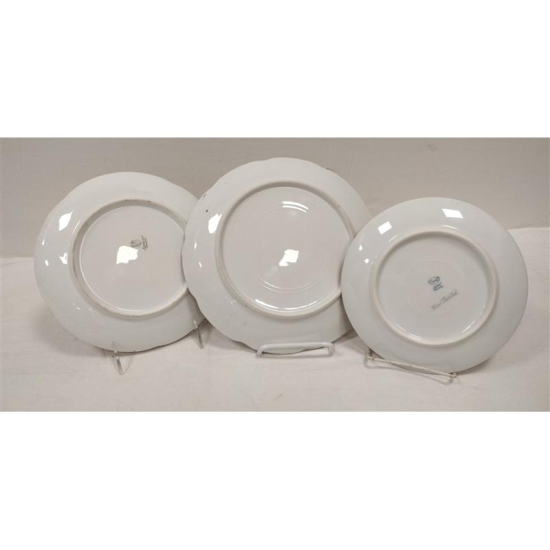 THREE HAND PAINTED PORCELAIN PLATES