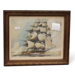 SMALL OFFSET LITHOGRAPH PRINT OF A SAILING SHIP