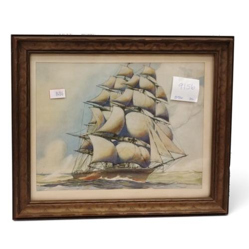 SMALL OFFSET LITHOGRAPH PRINT OF A SAILING SHIP