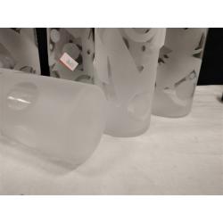 SET OF SIX FROSTED GLASS TUMBLERS WITH ABSTRACT DESIGNS