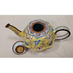 HAND PAINTED & ENAMELED BRASS MINI TEAPOT