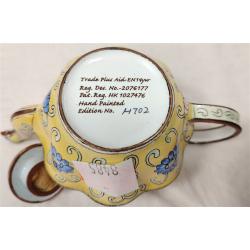HAND PAINTED & ENAMELED BRASS MINI TEAPOT