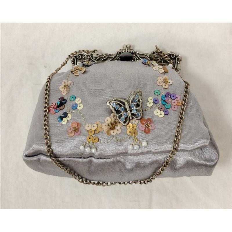 PUTTING ON THE RITZ MINI JEWELED AND SEQUINED HANDBAG