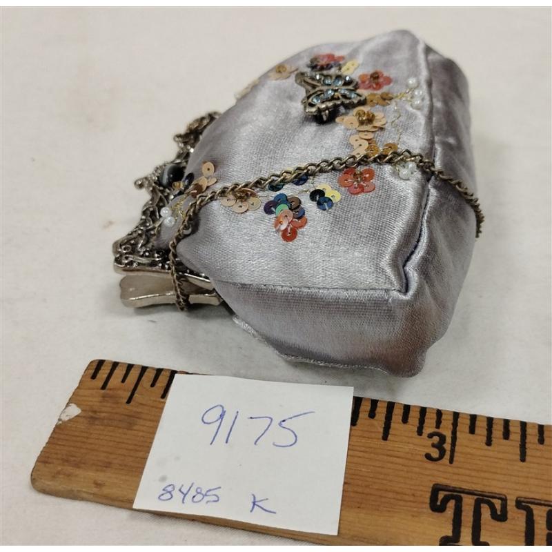 PUTTING ON THE RITZ MINI JEWELED AND SEQUINED HANDBAG