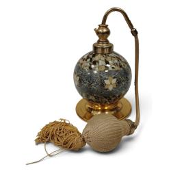 VINTAGE MOSAIC PATTERN GLASS PERFUME BOTTLE WITH ATOMIZER