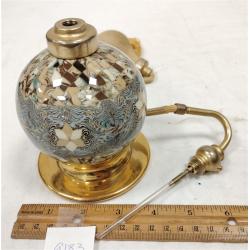 VINTAGE MOSAIC PATTERN GLASS PERFUME BOTTLE WITH ATOMIZER