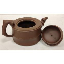CHINESE YIXING WARE TEAPOT WITH APPLIED BRANCH ON SIDE AND LID