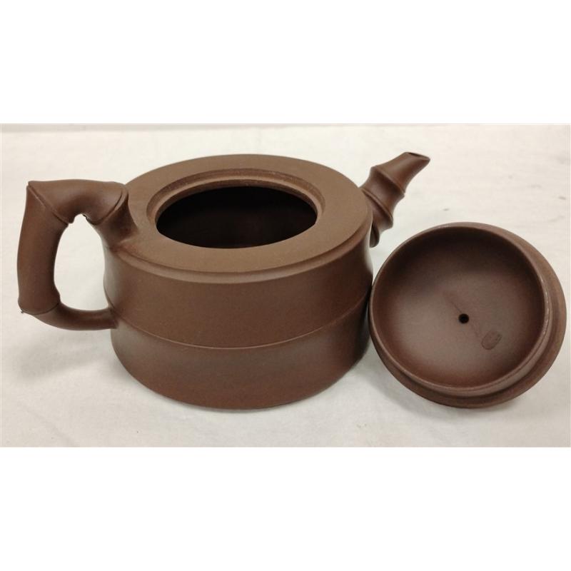 CHINESE YIXING WARE TEAPOT WITH APPLIED BRANCH ON SIDE AND LID