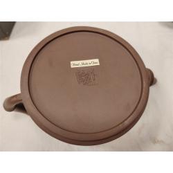 CHINESE YIXING WARE TEAPOT WITH APPLIED BRANCH ON SIDE AND LID