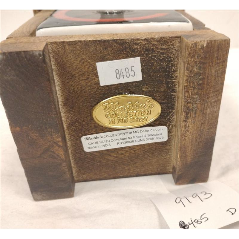 MADHU GILL WOOD BOX WITH PULL OUT PORCELAIN DRAWER