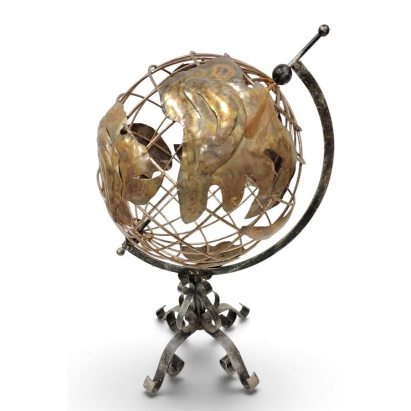 WROUGHT IRON & TIN WORLD GLOBE