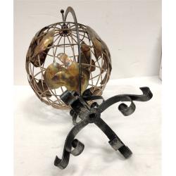 WROUGHT IRON & TIN WORLD GLOBE