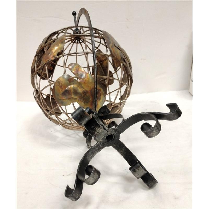 WROUGHT IRON & TIN WORLD GLOBE