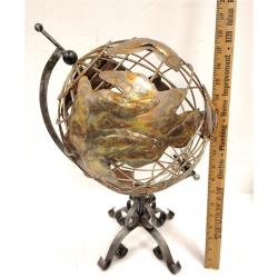 WROUGHT IRON & TIN WORLD GLOBE