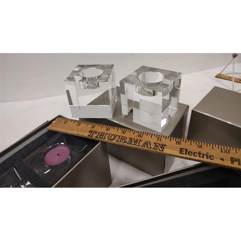 TWO SETS OF NORDSTROM GLASS CANDLE HOLDERS IN BOXES