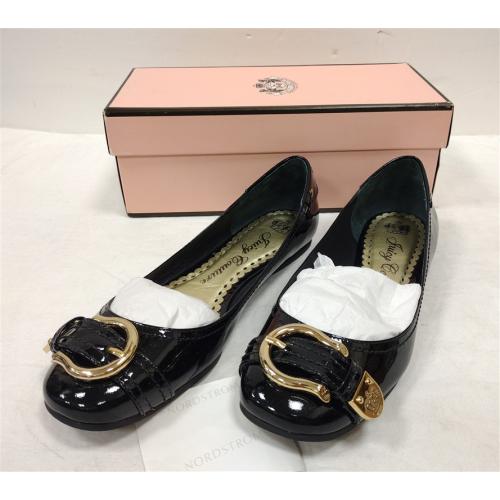 JUICY COUTURE LADIES BLACK PATENT LEATHER FLATS
