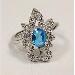 LADIES SIZE 5 1/4 COSTUME RING WITH SYNTHETIC STONES