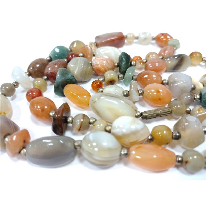 VINTAGE NECKLACE, POLISHED AGATES & GEMSTONES