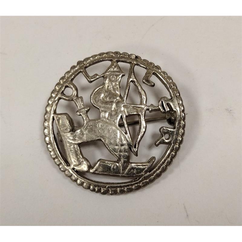 VINTAGE METAL ULLER ULLR SKI GOOD LUCK PIN