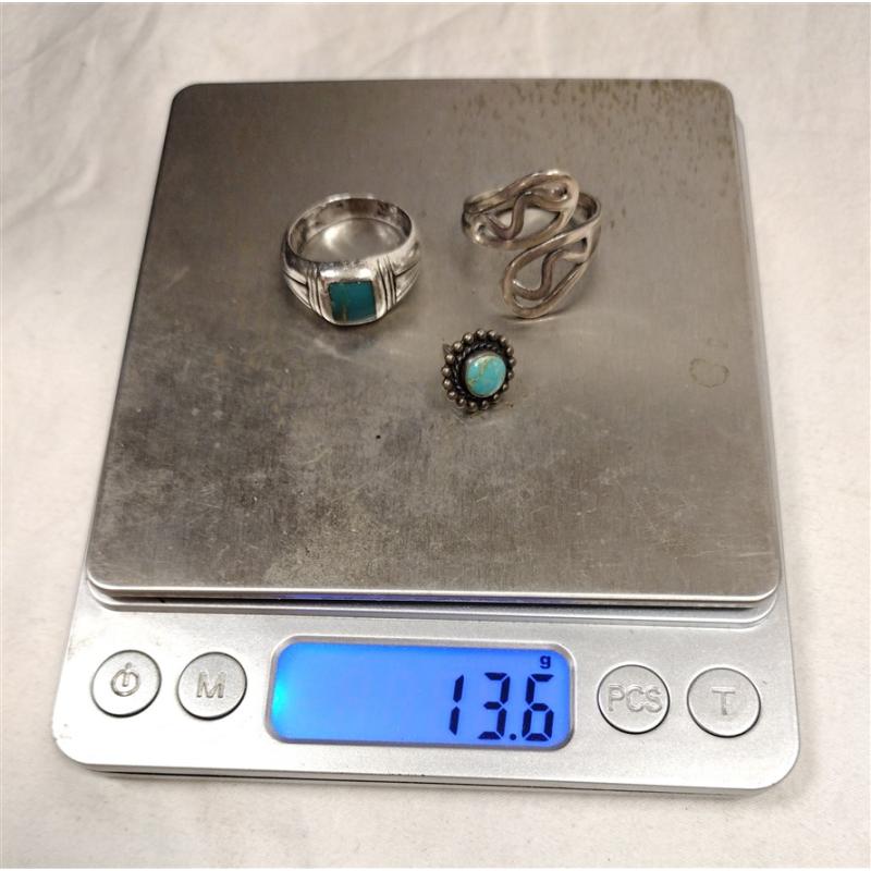 TWO STERLING RINGS, ONE TIE TACK