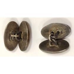 PAIR OF UNMARKED STERLING CARNELAIN-AGATE CUFFLINKS