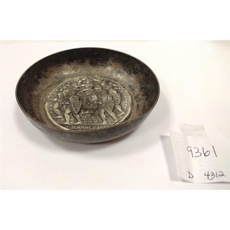 VINTAGE SILVER PLATED A. AUGIS JOAN OF ARC COIN DISH