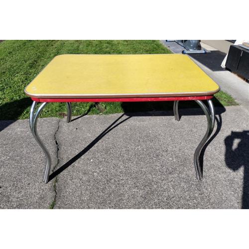 1950'S YELLOW FORMICA DINING TABLE