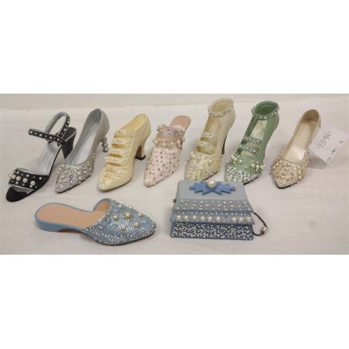 EIGHT SARNA AND OTHER MINIATURE SHOES WITH "PEARLS"