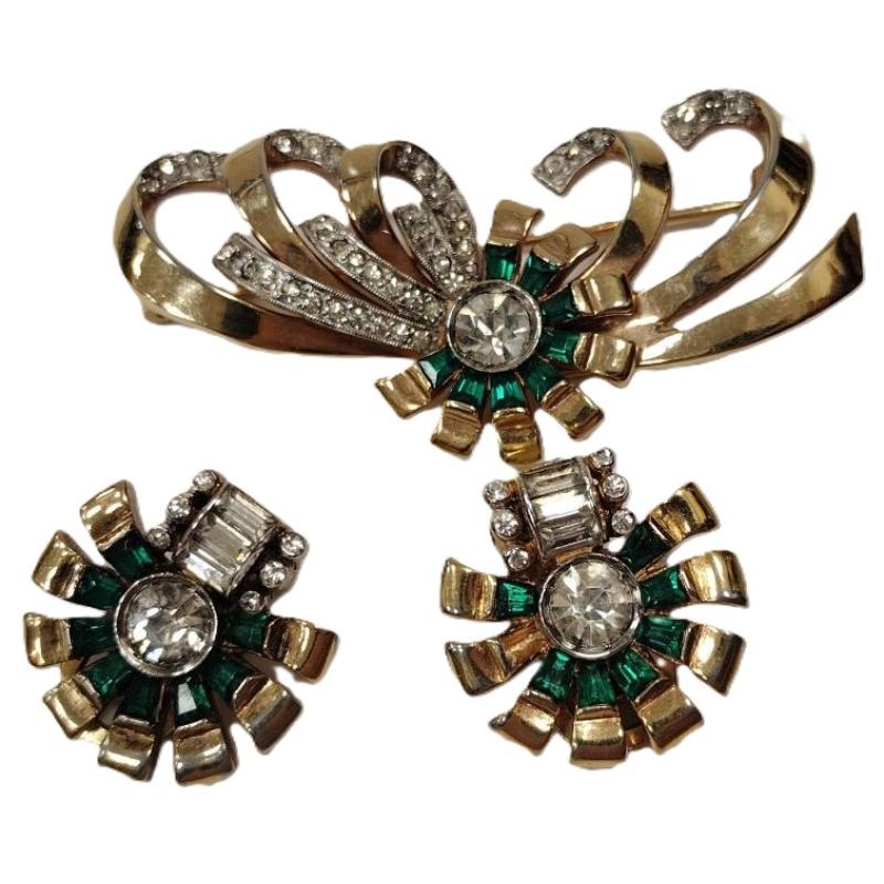 JOSEPH MAZER PIN AND EARRING SET