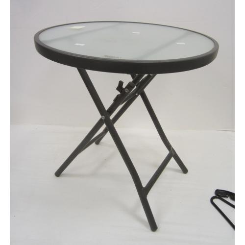 SMALL FOLDING OUTDOOR GLASS TOP SIDE TABLE