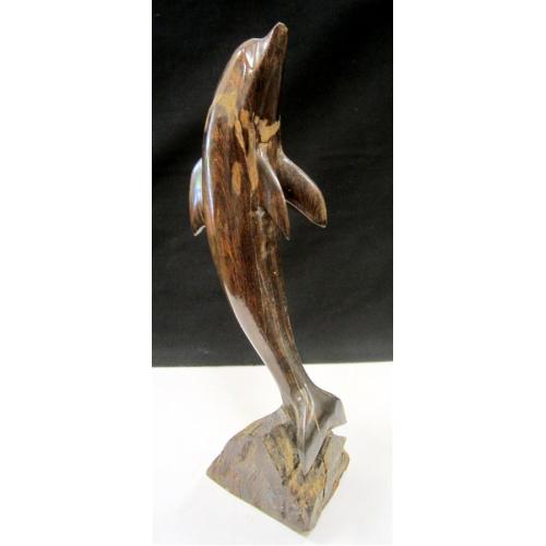 CARVED HARD WOOD DOLPHIN