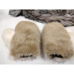 FUR MITTENS AND FUR NECK WRAP