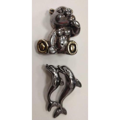 HOLLOW STERLING DOLPINS & BEAR PINS
