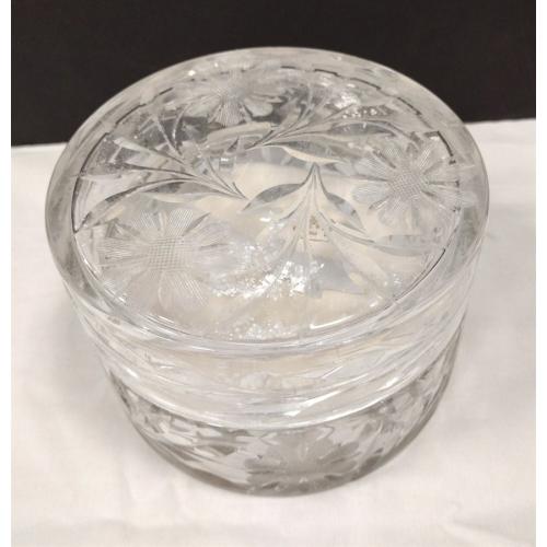LARGE AS IS ANTIQUE CRYSTAL POWDER BOX