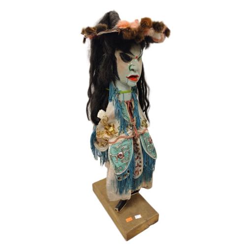 CHINESE OPERA PUPPET HEAD WITH CLOTHING AND STAND