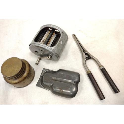RAZOR SHARPENER, BRASS JAR, NOISE MAKER, CURLING IRON