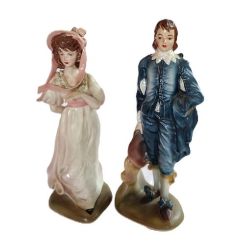 VINTAGE FLORENCE CERAMICS "PINKIE" & "BLUE BOY" PORCELAIN FIGURINES