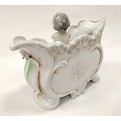VINTAGE CHERUB PLANTER CHILD FLOWERS PORCELAIN